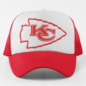 NEW Kansas City Chiefs Monochrome Logo Foam Trucker Mesh Snapback Hat 2-TONE RED